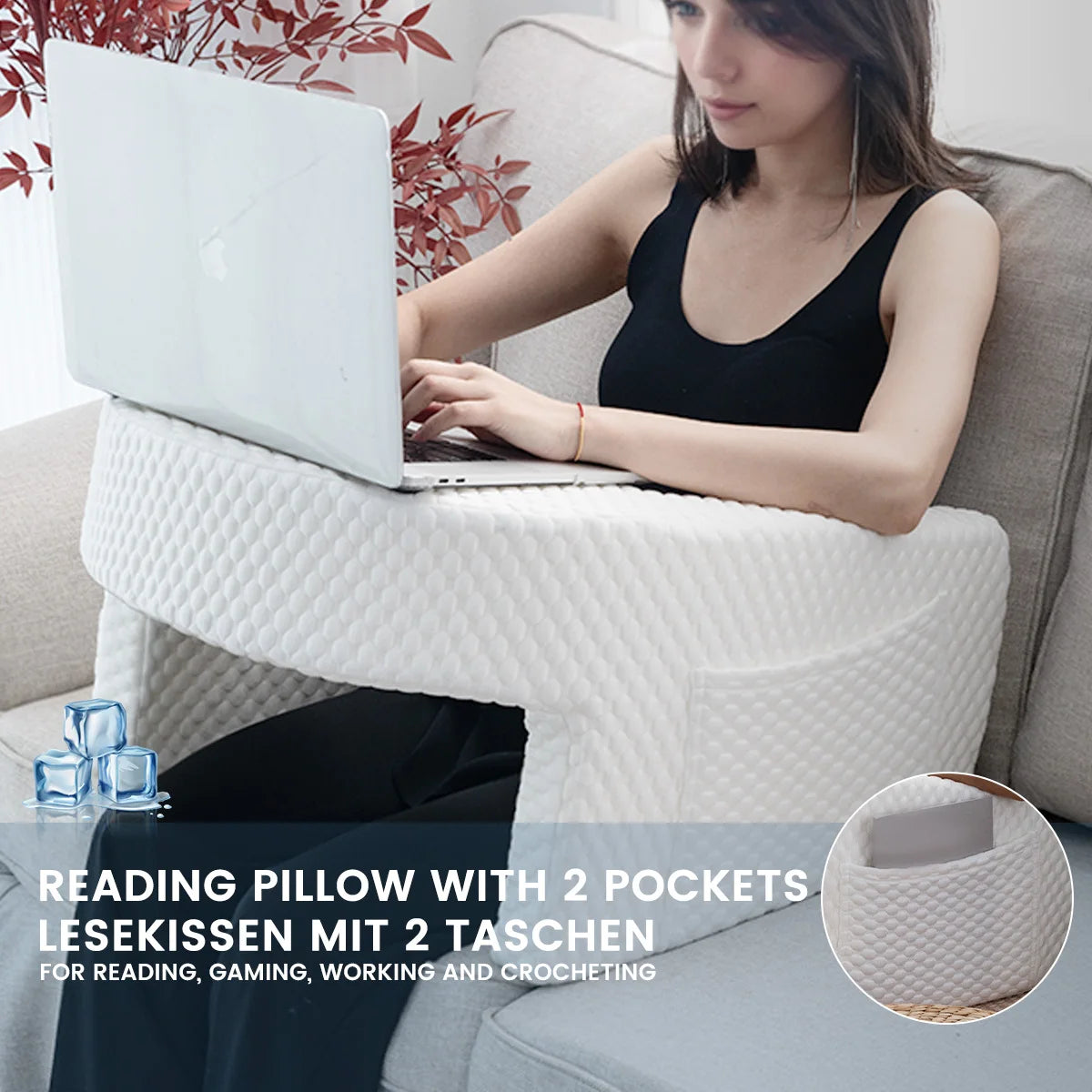 OrthoPro Reading Pillow - Arm Rest Lap Desk Bed/Couch Laptop Work Pillow