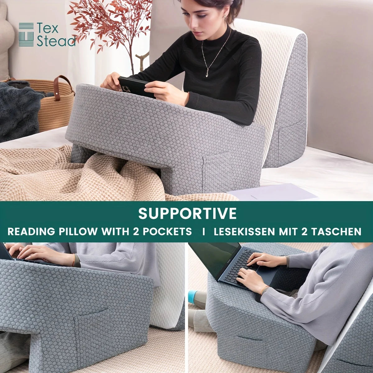 OrthoPro Reading Pillow - Arm Rest Lap Desk Bed/Couch Laptop Work Pillow