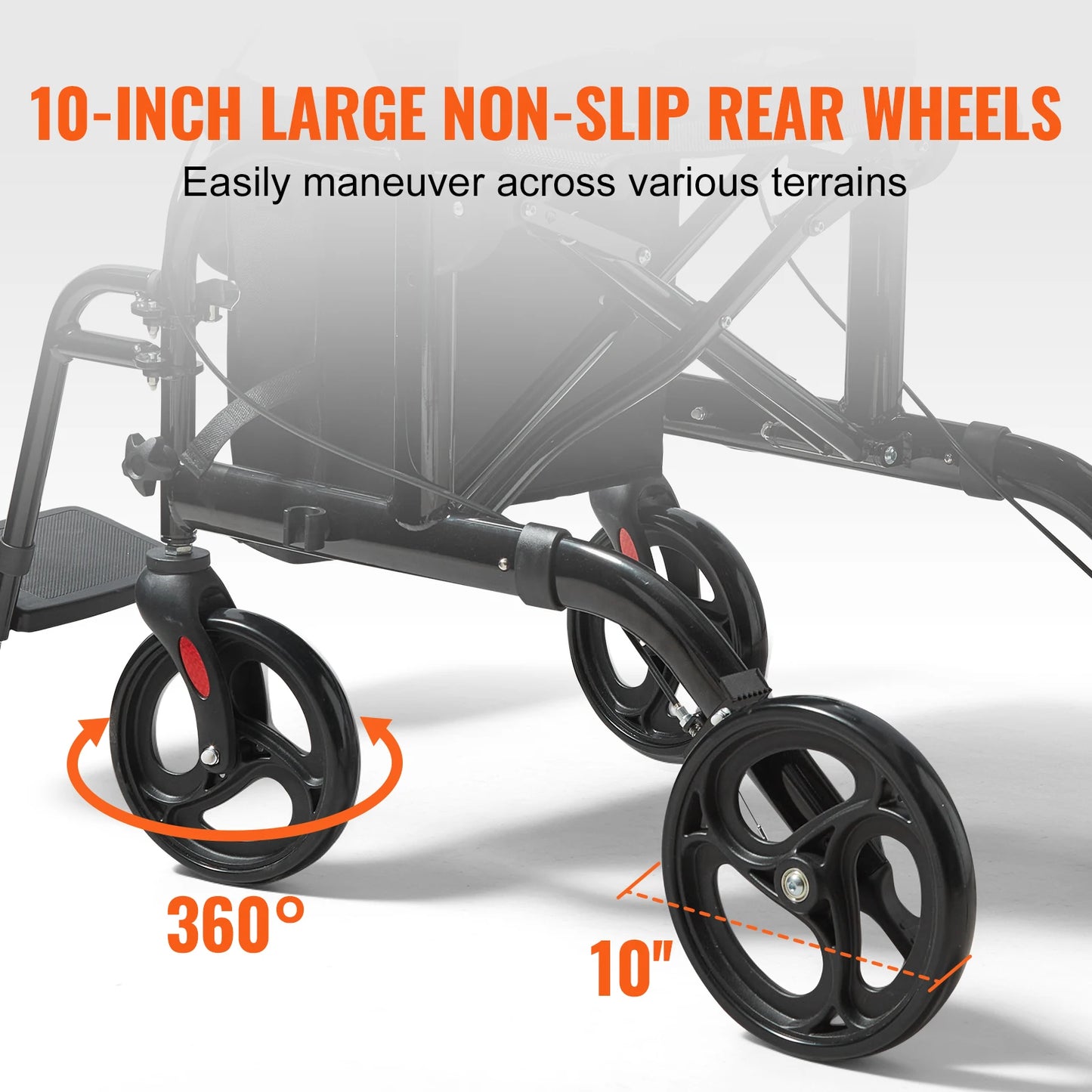 2 in 1 Rollator Walker & Transport Chair - Mobility Walker