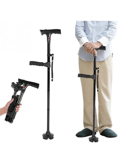 Collapsible Telescopic Folding Walking Stick with LED Safety Light