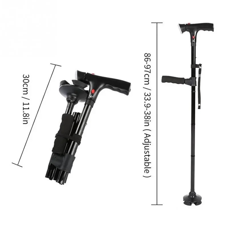 Collapsible Telescopic Folding Walking Stick with LED Safety Light