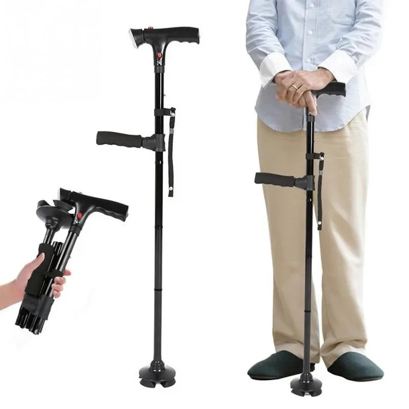 Collapsible Telescopic Folding Walking Stick with LED Safety Light