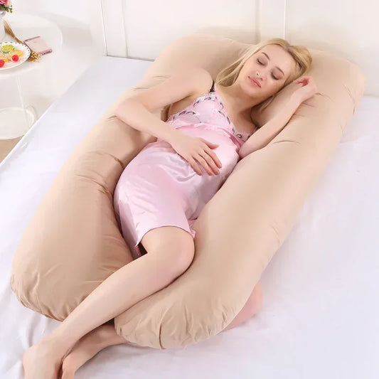 U-shaped Pregnancy Pillow Pure Cotton Lumbar Support Backrest Pillow Cushion for Pregnant Women