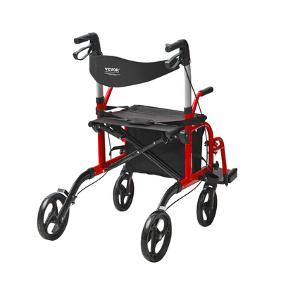 2 in 1 Rollator Walker & Transport Chair - Mobility Walker