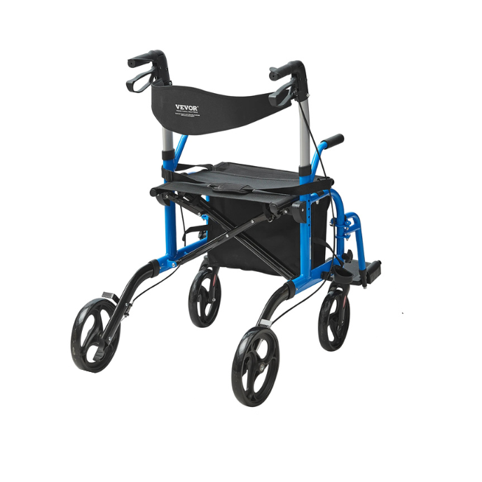 2 in 1 Rollator Walker & Transport Chair - Mobility Walker