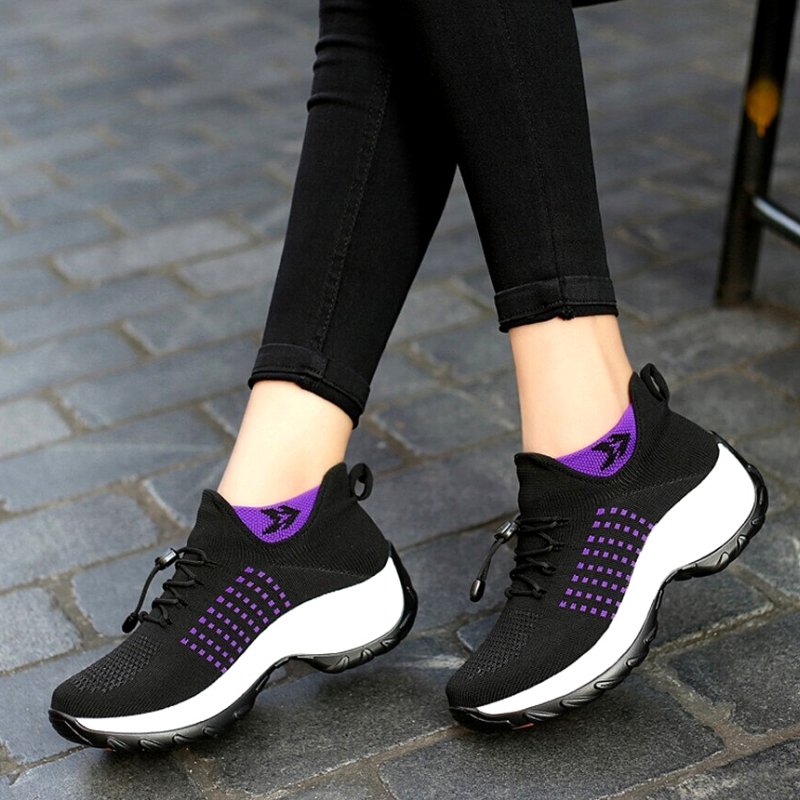 Orthopaedic Stretch Cushion Shoes - Black Purple