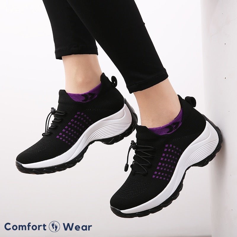 Orthopaedic Stretch Cushion Shoes - Black Purple