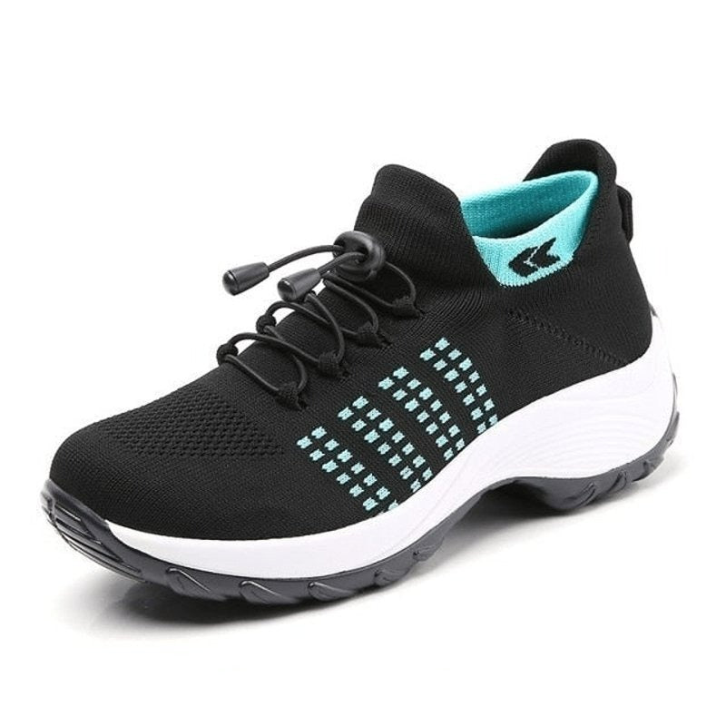 Orthopaedic Stretch Cushion Shoes - Black Sky Blue